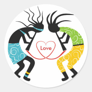 Adesivo Redondo Kokopelli Love Stickers
