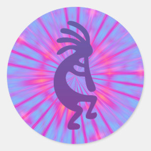 Adesivo Redondo Kokopelli mágico roxo
