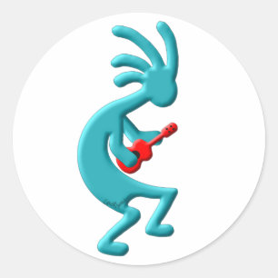 Adesivo Redondo Kokopelli Native American Ukulele