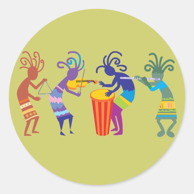 Adesivo Redondo Kokopelli Stickers (Frente)