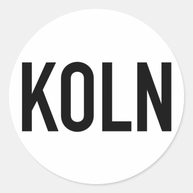 Adesivo Redondo KOLN Sticker | Preto em branco (Frente)