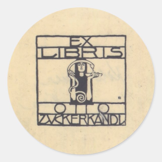Adesivo Redondo Koloman Moser- Exlibris para Otto Zuckerkandl (Frente)