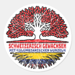 Adesivo Redondo Kolumbien Kolumbianisch Schweizer Schweiz Baum
