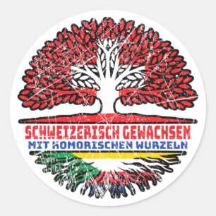 Adesivo Redondo Komoren Komorisch Schweizer Schweiz Baum Wurzel