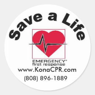 Adesivo Redondo Kona CPR's Save a Life Sticker