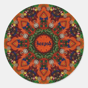 Adesivo Redondo KOOPAH ~ NATAL Kaleidoscópio ~ Vermelho Verde Azul