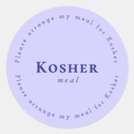 Adesivo Redondo Kosher meal Request Sticker, Light purple, Navy