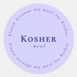 Adesivo Redondo Kosher meal Request Sticker, Light purple, Navy