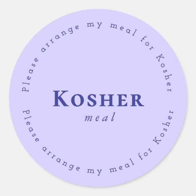 Adesivo Redondo Kosher meal Request Sticker, Light purple, Navy (Frente)