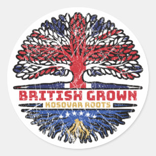 Adesivo Redondo Kosovo Kosovar British Tree Roots Flag