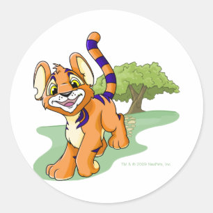 Adesivo Redondo Kougra alaranjado aventuroso na ilha do mistério