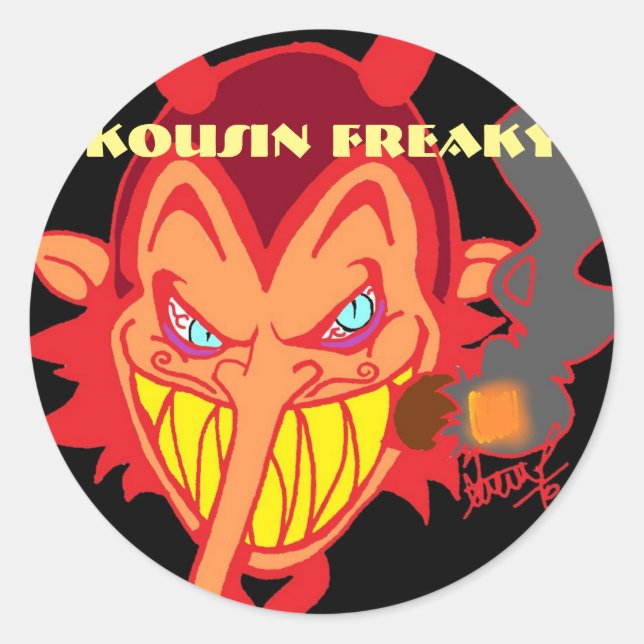 Adesivo Redondo Kousin Freaky Monster Classic Round Sticker (Frente)