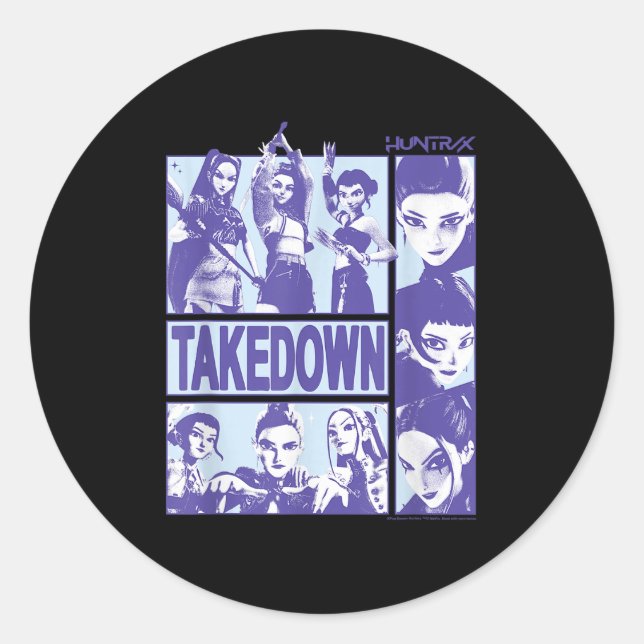 Adesivo Redondo Kp Demon Hunters Halloween Huntrix Takedown Panel  (Frente)