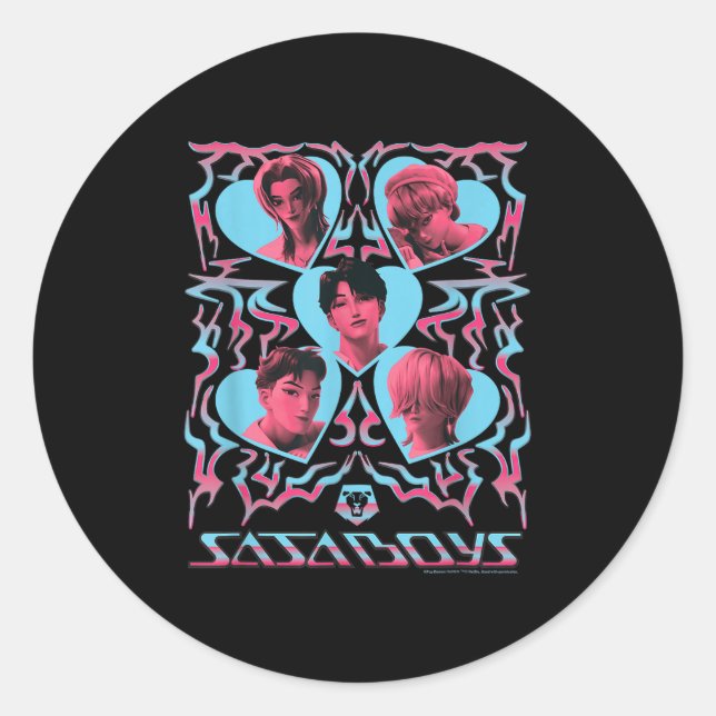 Adesivo Redondo Kp Demon Hunters Halloween Saja Boys Heart Shapes  (Frente)