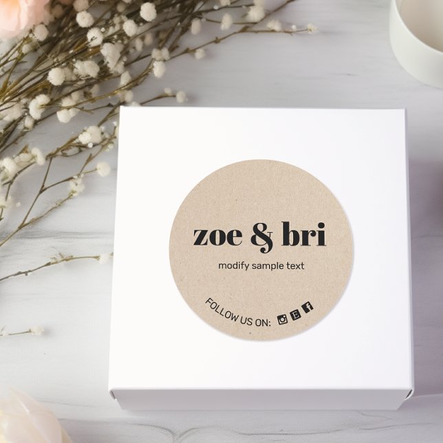 Adesivo Redondo Kraft adicione seu logotipo (Criador carregado)