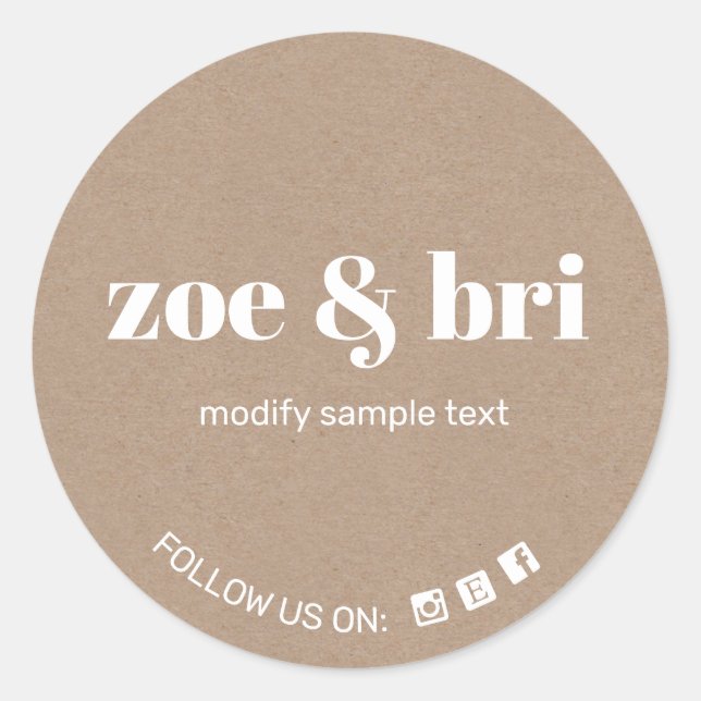 Adesivo Redondo Kraft adicione seu logotipo (Frente)