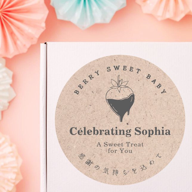 Adesivo Redondo Kraft Berry Sweet Baby Strawberry Chocolate (Criador carregado)