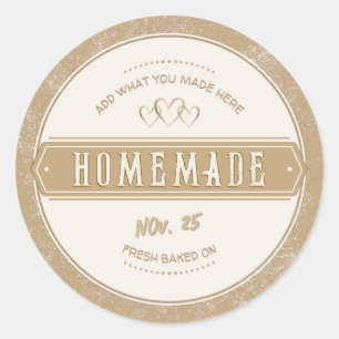 Adesivo Redondo Kraft Borded Homemade Com Amor Fresco
