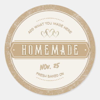 Adesivo Redondo Kraft Borded Homemade Com Amor Fresco