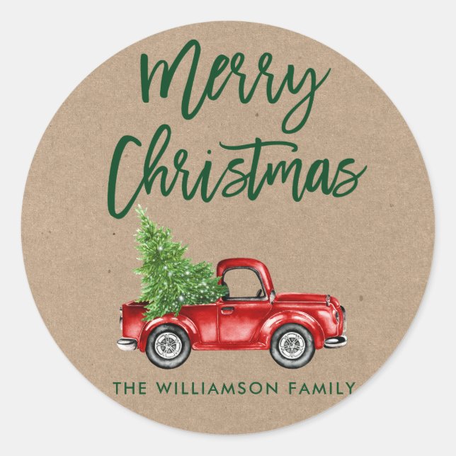 Adesivo Redondo Kraft Brush Script Christmas Envelope Seal (Frente)