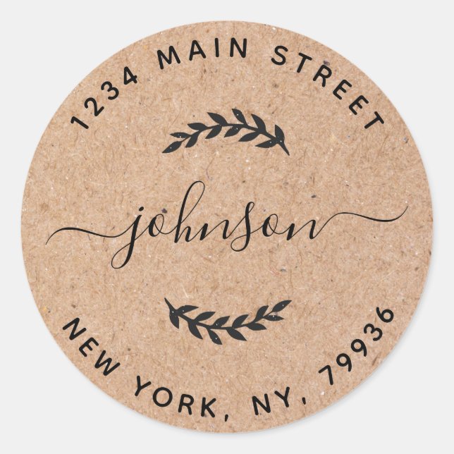 Adesivo Redondo Kraft Crie Seu Próprio Retorno Redondo de Endereço (Frente)