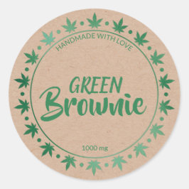 Adesivo Redondo Kraft E Green Brownie | Rótulo Comestíveis Homemad