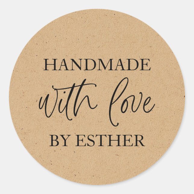 Adesivo Redondo Kraft Feito com Amor (Frente)