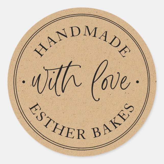 Adesivo Redondo Kraft Made with Love (Frente)