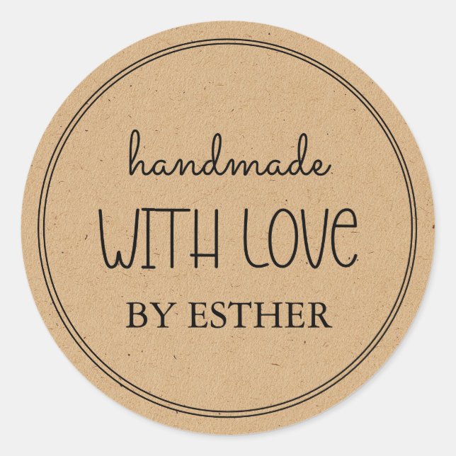 Adesivo Redondo Kraft Made with Love (Frente)