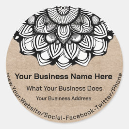 Adesivo Redondo Kraft Mandala