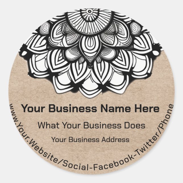 Adesivo Redondo Kraft Mandala (Frente)