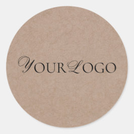 Adesivo Redondo Kraft Marrom Terroso & Logo Empresarial Longo Pers