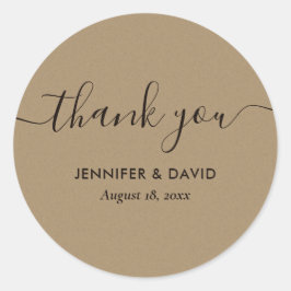 Adesivo Redondo Kraft Modern Script Obrigado