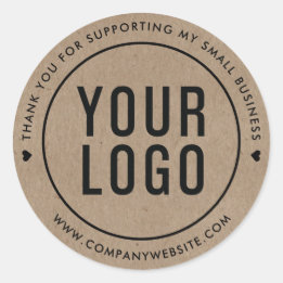 Adesivo Redondo Kraft Obrigado Por Apoiar Minha Pequena Empresa