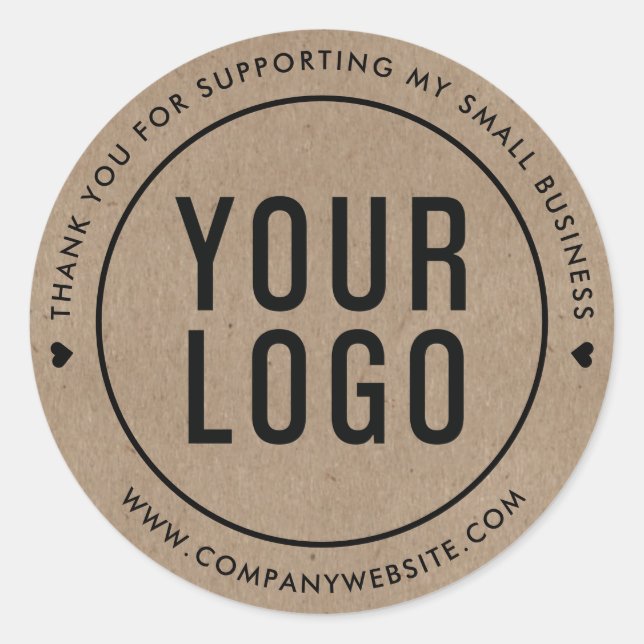Adesivo Redondo Kraft Obrigado Por Apoiar Minha Pequena Empresa (Frente)