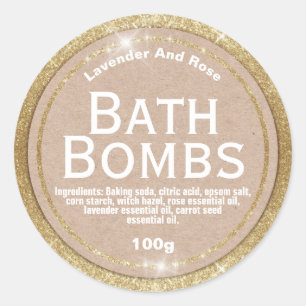 Adesivo Redondo Kraft On Glam Dourado Bath Bomb Labels