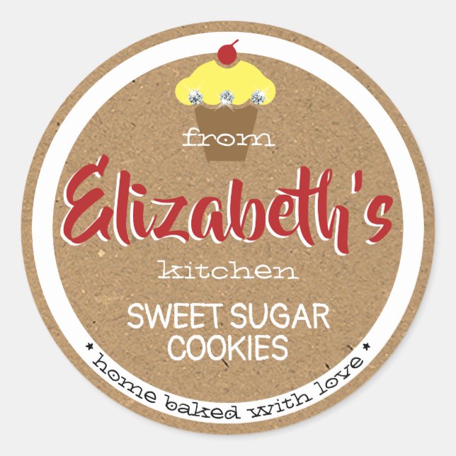 Adesivo Redondo Kraft Paper Brown Sweet Cupcake Baking Labels (Frente)