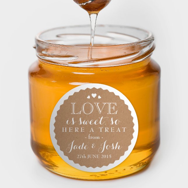 Adesivo Redondo Kraft Paper Hearts Favor do Casamento Jar Round St (Criador carregado)