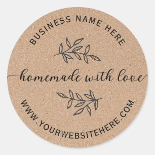Adesivo Redondo Kraft Paper Simples Homemade Com Amor