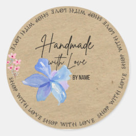 Adesivo Redondo Kraft Personalizado Fabricado À Mão Com Amor