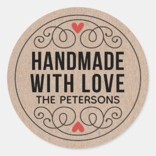 Adesivo Redondo Kraft Personalizado Fabricado À Mão Com Amor