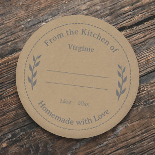 Adesivo Redondo Kraft & Rustic Feed with Love Cinza Label Sticker