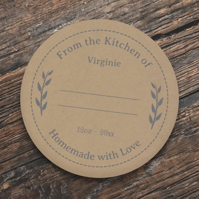 Adesivo Redondo Kraft & Rustic Feed with Love Cinza Label Sticker (Kraft & Rustic Made with Love Gray Label Sticker)