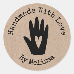 Adesivo Redondo Kraft Rustic Handmade with love