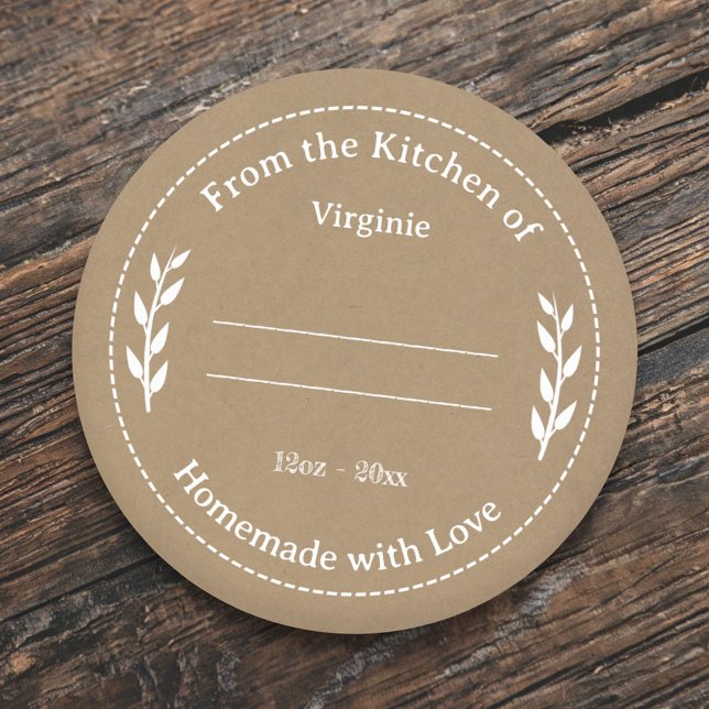 Adesivo Redondo Kraft & Rustic Homemade with Love Label Sticker (Kraft & Rustic Homemade with Love Label Sticker)