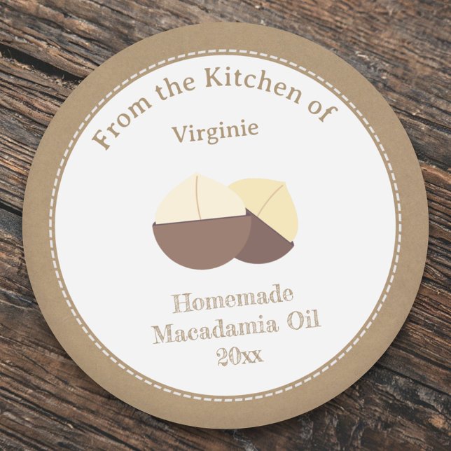 Adesivo Redondo Kraft Rustic Macadamia Oil Label Sticker (Kraft Rustic Macadamia Oil Label Sticker)