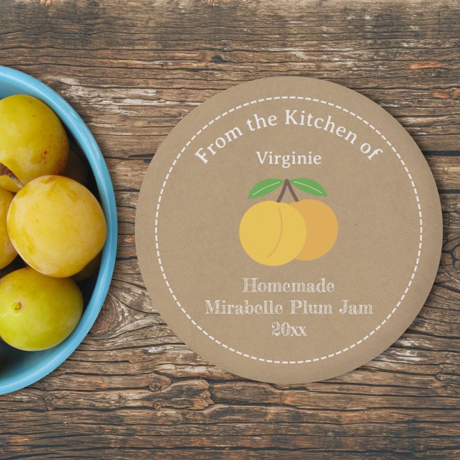Adesivo Redondo Kraft & Rustic Mirabelle Plum Jam Label Sticker (Kraft & Rustic Mirabelle Plum Jam Label Sticker)