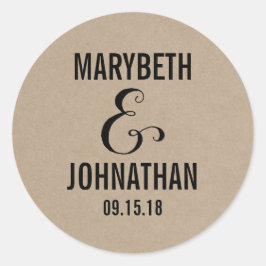 Adesivo Redondo Kraft Rustic Modern Nós Fazemos Senha De Casamento