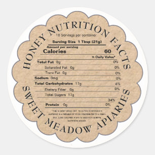 Adesivo Redondo Kraft Scallop Honey Nutrition Facts Label 2020