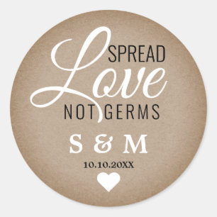 Adesivo Redondo Kraft Spread Love Mand Sanitizer Casamento Monogra